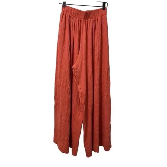 FP Free People Beach High Waist Wide Leg Long Pants Size S Orange Boho Hippie - Picture 3 of 8